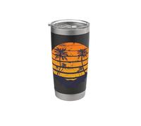Palmeras de los Mares del Sur con un gran amanecer Vaso térmico de acero inoxidable de doble pared