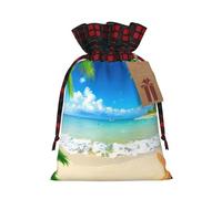 Palmeras de mar de playa con cordón exquisitas bolsas de regalo de Navidad, reutilizables, para experiencias de regalo excepcionales