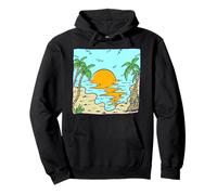 Palmeras Playa Dibujo Cómico Relax Disfrute Paraíso Tropical Sudadera con Capucha