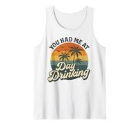 Palmeras Retro al Atardecer You Had Me At Day Drinking Funny Camiseta sin Mangas