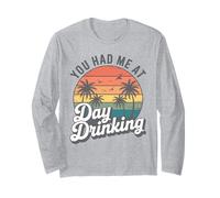 Palmeras Retro al Atardecer You Had Me At Day Drinking Funny Manga Larga