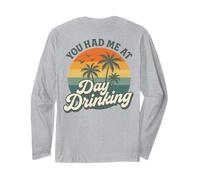 Palmeras Retro al Atardecer You Had Me At Day Drinking Funny Manga Larga