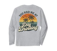 Palmeras Retro al Atardecer You Had Me At Day Drinking Funny Manga Larga