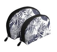 Palmeras Tropicales Hojas Silueta Hawaiana, Bolsa de Maquillaje de Concha, Monedero pequeño para Mujer, Bolsa de artículos de tocador, Bolsa de cosméticos, 2 Piezas