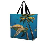 Palmeras Y Tortugas Marinas Buceando Bajo El Agua Bolso De Mano Duraderas Bolsa De Mano Portátil Bolsas De Compras Para Estudiante Almacenar Mujer