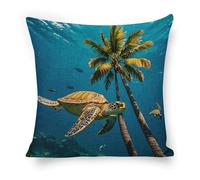 Palmeras Y Tortugas Marinas Buceando Bajo El Agua Fundas De Cojín Estilo Funda Cojins con Cremallera Fundas De Cojin For Oficina Sofá Silla Coche 45X45Cm