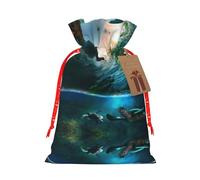 Palmeras y tortugas marinas buceando bajo el agua impresión de 4.7 x 6.9 pulgadas, bolsa de Navidad con cierre de cordón, para Navidad, aniversarios, cumpleaños
