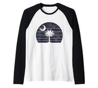 Palmetto Moon Bandera de Carolina del Sur Retro Vintage Pride Camiseta Manga Raglan
