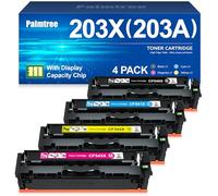 Palmtree 203X Toner Compatible para HP 203X para HP 203A 203 CF540X CF540A Toner para Color Laserjet Pro MFP M281fdw M254dw M254nw M281fdn M280nw M281cdw M254dn Negro Cian Magenta Amarillo