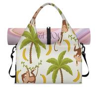 Palmtree Banana Monkey - Bolsa deportiva con compartimento para zapatos, mono, lindo fin de semana, bolsa de equipaje para gimnasio, yoga, viajes, color, L, Bolsa de viaje