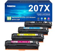 Palmtree Tóner 207X con Chip Compatible con HP 207A 207X para HP Color LaserJet Pro MFP M283fdw M283fdn M255dw M255 M255nw 283cdw M282nw W2210A W2210X W2211X W2212X W2213X Negro Cian Amarillo Magenta