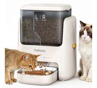 PalNests Comedero Gato Automatico, 5L Doble Tolva Dispensador Comida Gatos/Perros, 2.4G/5G WiFi, App Control, 10 Comidas por Día, Liofilizados Compatibles, Control de Porciones, Cuenco de Acero INOX