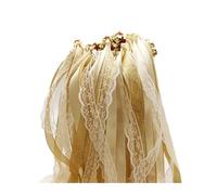 Palo con cinta para bodas, Palitos de cinta amarilla con campanas varios tamaños for decoración bodas, cumpleaños y bailes(Color50)