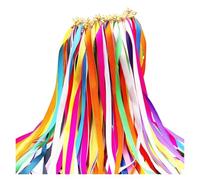 Palo con cinta para bodas, Paquete de 100 varitas cinta multicolor con campanas, serpentinas y palos