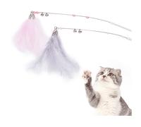 Nobleza-Palo de Burla para Gatos Juguete Pluma de Gato 2 Piezas ,Pluma de Juguete para Gato,Juguete Interactivo con Plumas,Juguete Pluma de Gato