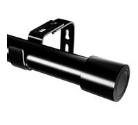 Palo De Cortina Barras De Cortina Barra Cortinas Salon Con Tapones Decorativos y Soportes Conjunto De Accesorios De Acero Inoxidable Para Salón Dormitorio Negro 84-220CM