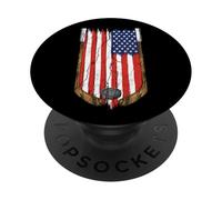 Palo de Hockey sobre Hielo USA Flag Patriotic American 4th PopSockets PopGrip Adhesivo