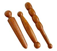 Palo de Masaje de Madera 3 Piezas Marrón para Reflexología de Pies
