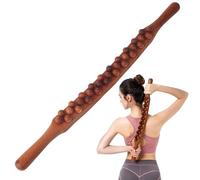 Palo de Masaje de Madera Gua Sha, Palo de Raspado con 31 Cuentas de Madera, Palo de Raspado de Cuerpo Completo para Espalda, Abdomen, Hombros, Cuello, Piernas