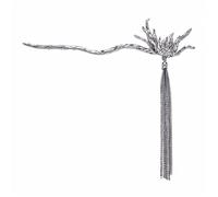 Palo de pelo chino con borlas, batido de paso, horquilla china vintage para mujeres (color: plata, tamaño: 17 cm)