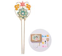 Palo de pelo con flor con pintura Do It Yourself Buyao para mujeres y niñas, para tocados tradicionales, joyería para el cabello