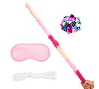 Palo de Piñata Set, 76cm Resistentes Color Rosa Piñata Cumpleaños de Palo con Cuerda para Vendar Ojos y Confeti para Niños Adultos Fiestas Temáticas Diversión y Alegría