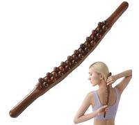 Palo de Raspado Corporal Completo, Palo de Raspado Muscular de Madera, Palo de Masaje, Rodillo de Masaje de Madera con 31 Cuentas para Espalda, Abdomen, Hombros, Pies y Manos
