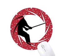 Palo de Shaolin Kung Fu Chino Arte marcial Wheel Mouse Pad de Goma roja Redonda