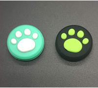 Palo de silicona para mando de mando analógico para Nintendo Switch NS & Switch Lite controlador Joy-Con garra de gato (combinación verde 2 piezas).