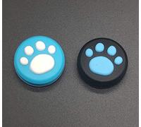 Palo de silicona para mando de pulgar analógico para Nintendo Switch NS & Switch Lite controlador Joy-Con garra de gato (combinación azul 2 piezas).