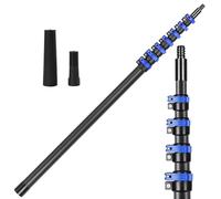Palo Extensible de Fibra de Carbono 9,15m - Ultra Ligera y Resistente, Estable Sin Sacudidas en Extensión Máxima, Conector de Rosca Universal, Multiusos para Limpieza de Alturas, Piscinas y Pintura