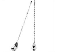 Palo para mezclar cóctel Cuchara de mango largo de acero inoxidable Exquisita herramienta de capas de mezcla de mango retorcido antideslizante para bar Bartender Bebidas(Spoon-Silver)