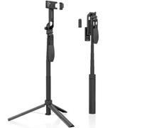 AISENS - SS01ST-299 - Palo Tripode para Selfie con Mando A Distancia Bluetooth 3 en 1, Negro