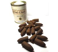 palo santo conos de reflujo de Goloka, 18 unidaded grandes en una lata de diseño de cartón y metal, 20 minutos de duración aprox.