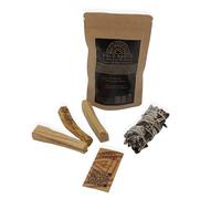 Palo Santo de Perú 3 Palos + Manojo de Salvia Blanca - Limpieza Energética, Ritual Espiritual, Armonización del Hogar, Incienso Natural, Camino de Costeras