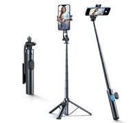 Palo selfie con soporte para smartphone, trípode telescópico de 1,7 m - negro