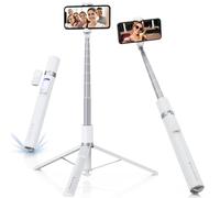 Palo selfie con trípode K&F Concept X96 de 175 cm con mando Bluetooth, blanco