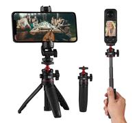 Palo selfie extensible y mini trípode, palo selfie giratorio de 360° con agarre antideslizante para teléfonos inteligentes y cámaras de acción, portátil para vlogging, viajes, video en vivo
