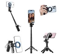 Palo selfie imán 4 en 1 mini portátil con trípode para iPhone 17/16/15/14 Samsung Smartphone, Selfie Stick con trípode desmontable Bluetooth Remote Vlog/foto