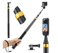 Palo selfie invisible de fibra de carbono de 3 m, monopie largo con soporte universal de 1/4 pulgadas para Insta360 X4/X3, GoPro Hero 13-9, DJI Osmo Action - Palo de cámara versátil