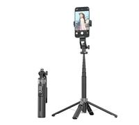 Palo selfie para teléfono móvil, el palo selfie se puede extender a cuatro esquinas, con una luz de relleno (desmontable), 3 colores y 9 posiciones (negro, el tubo de aleación de aluminio no tiene