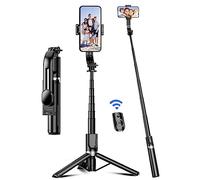 Palo Selfie Trípode, 106cm Trípode Estable Reforzadode de Aleación de Aluminio, Extensible Selfie Stick Móvil con Control Remoto Desmontable Compatible con iPhone/Samsung/Huawei, etc. (Negro)