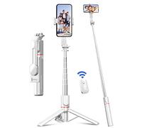Palo Selfie Trípode, 106cm Trípode Estable Reforzadode de Aleación de Aluminio, Extensible Selfie Stick Móvil con Control Remoto Desmontable Compatible con iPhone/Samsung/Huawei, etc. (Blanco)