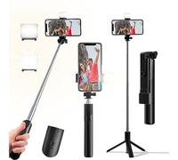 Palo selfie, trípode retráctil de 40 pulgadas para teléfono con control remoto inalámbrico y luz, trípode portátil para fotografía, transmisión en vivo, grabación de video, compatible con todos los