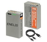 Palogreen 2 baterías EN-EL20 EN-EL20a con cable de carga LED y USB-C para Nikon Coolpix P1100, P1000, Coolpix A, P950, 1 J1, 1 J2, 1 J3, 1 S1, 1 V3, DL24-500, 1 cámara digital AW1