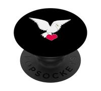 Paloma Blanca con corazón Mensaje de Amor PopSockets PopGrip Adhesivo