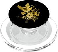 Paloma Blanca Pájaro Paloma Vintage Peace Sign Flowers PopSockets PopGrip para MagSafe