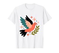 Paloma de la Paz con Rama de Olivo Retro pájaro Minimalista Boho Arte Camiseta