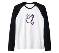 Paloma de la paz mundial con rama de olivo Camiseta Manga Raglan