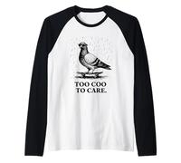 Paloma Too Coo To Care Patinando Pájaro Camiseta Manga Raglan